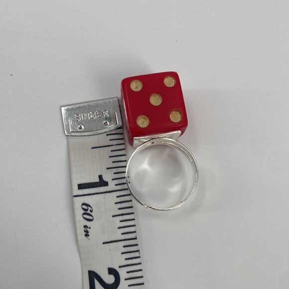 Handmade red D and D dice ring - Picture 4 of 5